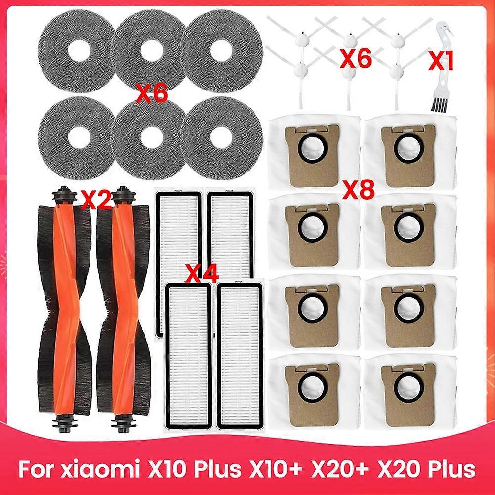 Kompatibel Mit Den Roboterstaubsaugern Xiaomi X10 Plus, X10+, X20+ Und X20 Plus: Hauptseitenbürsten, Hepa-filter, Staubbeutel Und Reinigungstücher.
