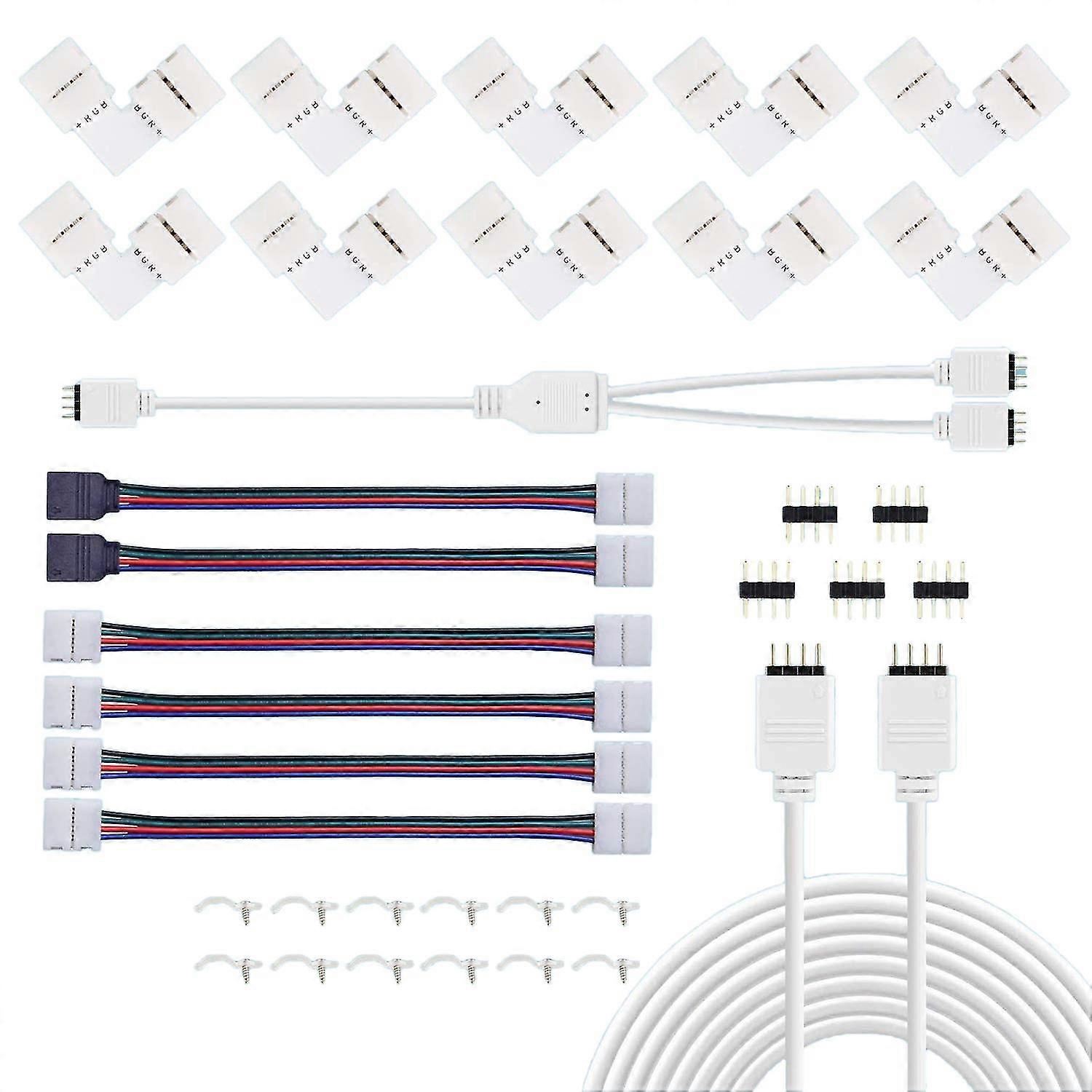 Led-licht-anschlussset, 10-mm-rgb-led-anschluss, Einschließlich 10 Stück L-förmiger Anschlüsse, 2 M Led-lichtleiste.