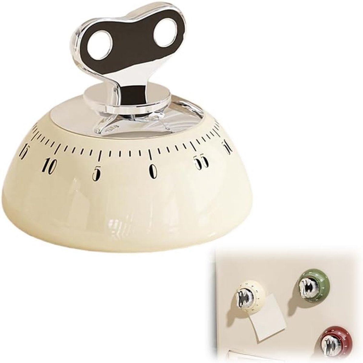 Küchentimer - Optischer Timer - Zeitschaltuhr - Eleganter Vintage-countdown-timer Mit 60 Minuten Laufzeit Und Akustischem Alarm, Countdown-timer Zum Kochen, Für Büroarbeiten Und Lernsitzungen (weiß)