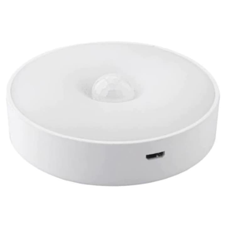 Led-nachtlicht „flippy“ Mit Bewegungssensor, Warm- Und Kaltweißem Licht, Usb-ladefunktion, 0,6 W, 300 Mah, Rundes Design, Weiß, 8,5 X 2,3 Cm