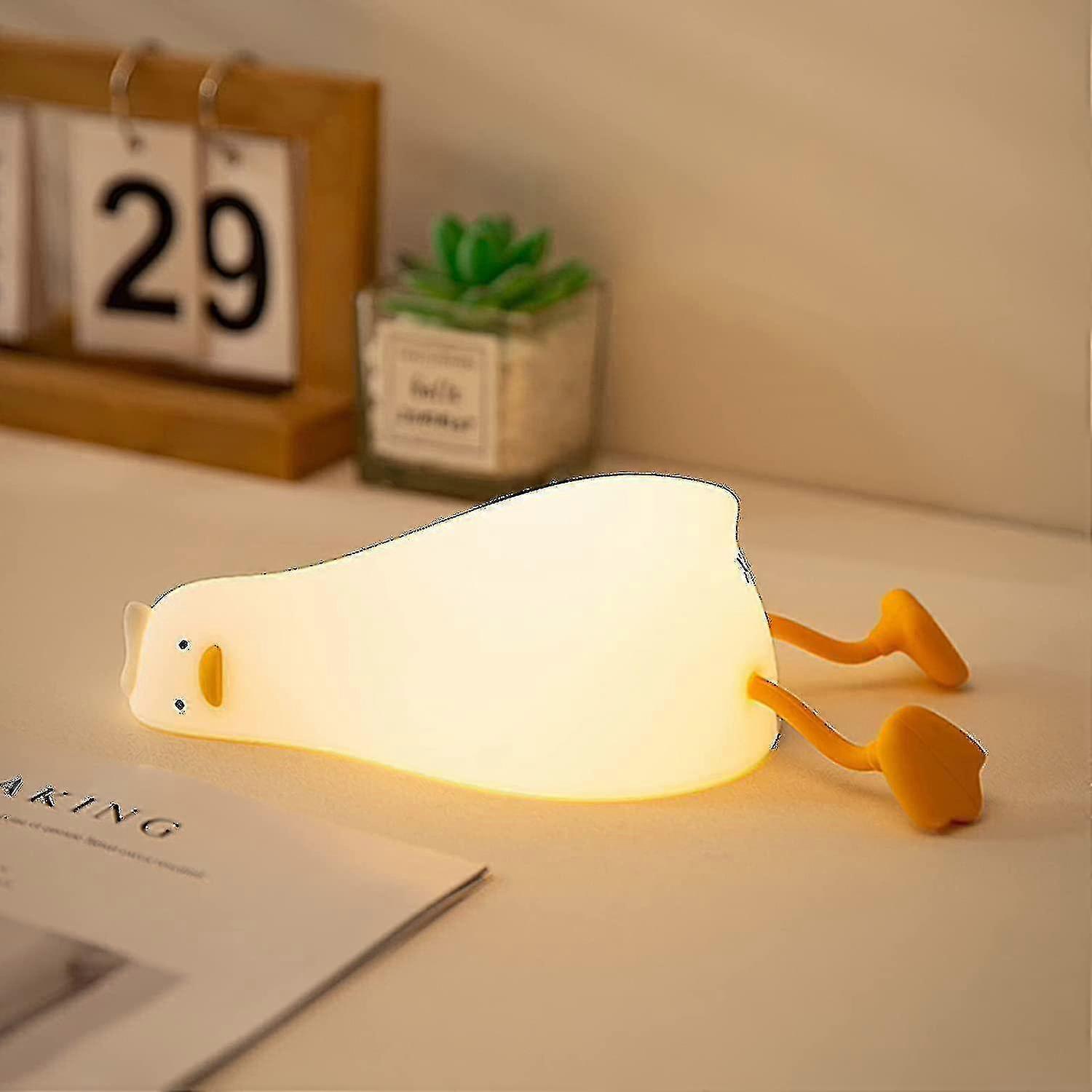 Liegendes Flaches Enten-nachtlicht, Led-squishy-entenlampe, Süß