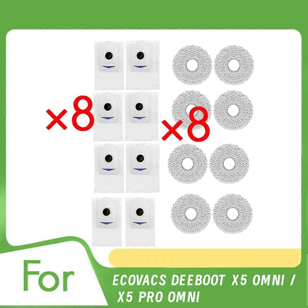 Set Mit 16 Ersatzfiltern Und Tüchern Für Den Roboterstaubsauger Ecovacs Deeboot X5 Omni / X5 Pro Omni