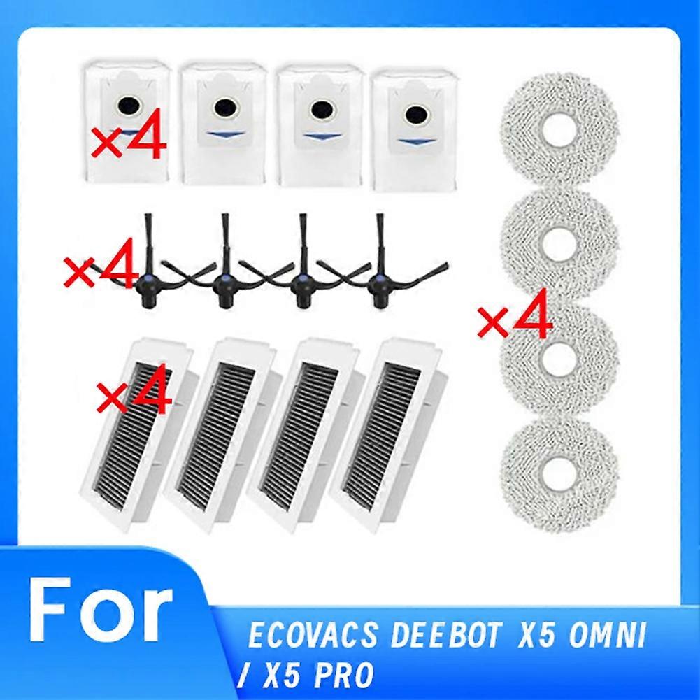 16 Stück Für Ecovacs Deebot X5 Omni / X5 Pro Omni Kehrmaschine Zubehör Seitenbürste Filter Lappen Staubbeutel Reiniger Teile