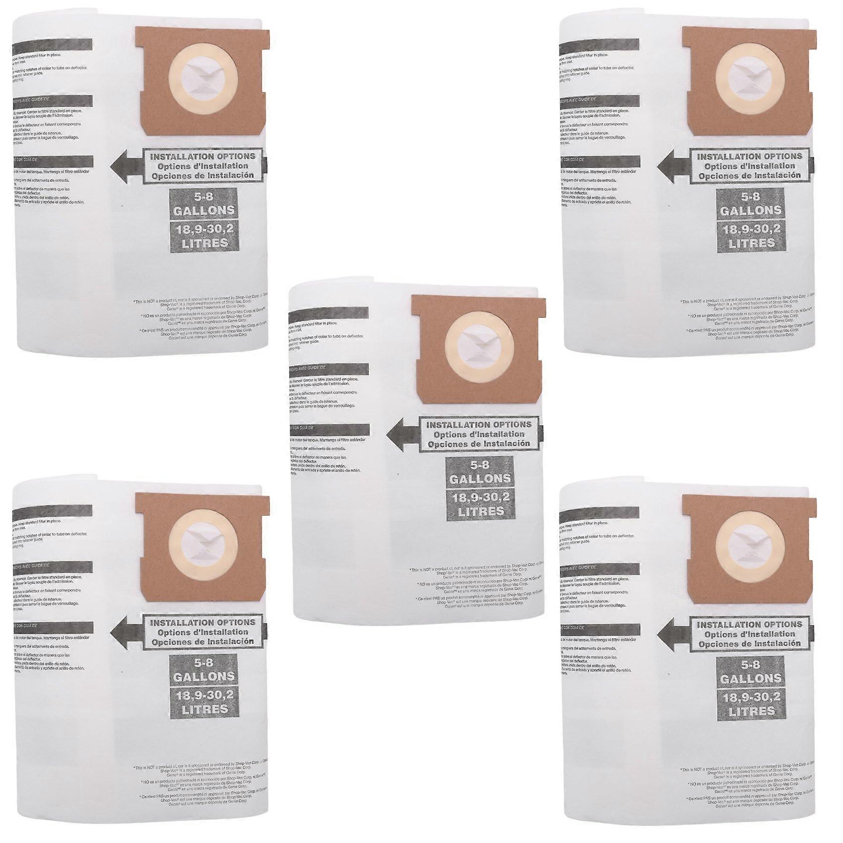 Packung Mit 5 Ersatzbeuteln Für Shop-vac Ridgid 5–8 Gallonen Nass- Und Trockensauger (teilenummern 9066100, 90661 Und 906–61).