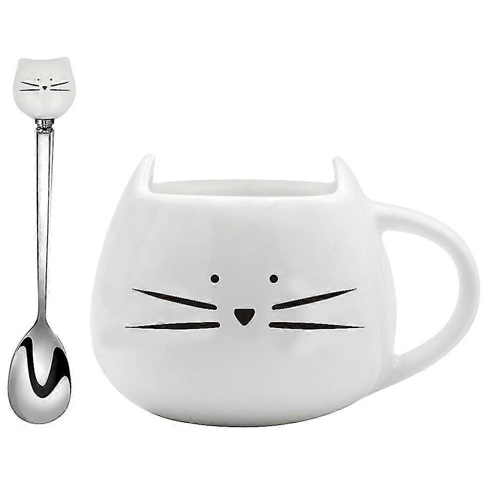Cartoon-katzen-tasse, Modern, Nordisch, Kreativ, Schlicht, Niedlich, Keramik, Weiß