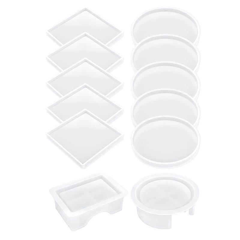 12-teiliges Harz-untersetzer-formen-set, Upgrade-silikonformen Für Untersetzer, Mit Aufbewahrungsbox-formen-set Für