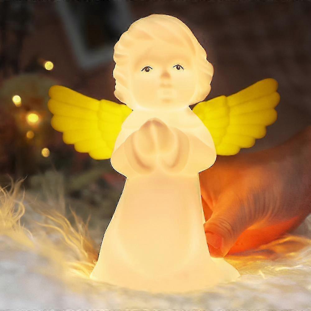 Nachtlicht Mit Betendem Engel, Weiche Silikon-schutzengel-lampe Für Kinderzimmer, Schlafzimmer, Kinderzimmer, Dekoration, Tragbare Usb-wiederaufladbare Squishy-lampe (weiß)