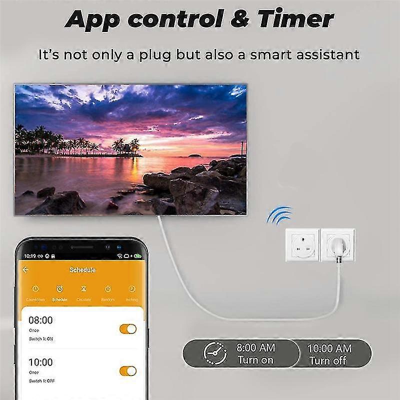 Tuya Smart Wifi-steckdose, 20 A, Uk-steuersteckdose Mit Energieüberwachung, Timer-funktion Für Google