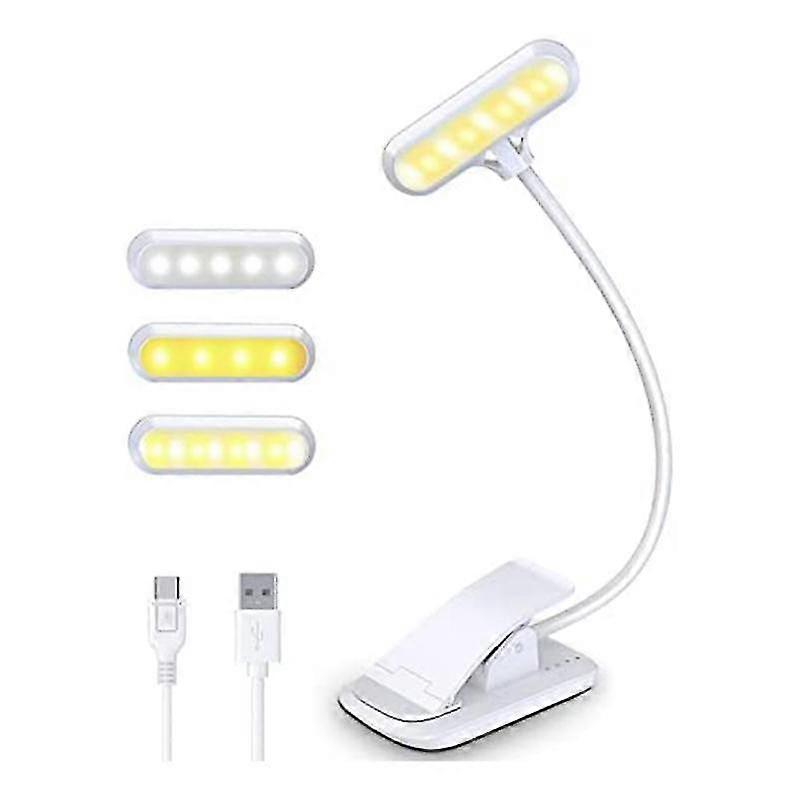Leselampe, Buchklemmlampe, 9 Led-klemme Mit 3 Farbtemperaturen Und Dimmbarem Touch-schalter, Usb