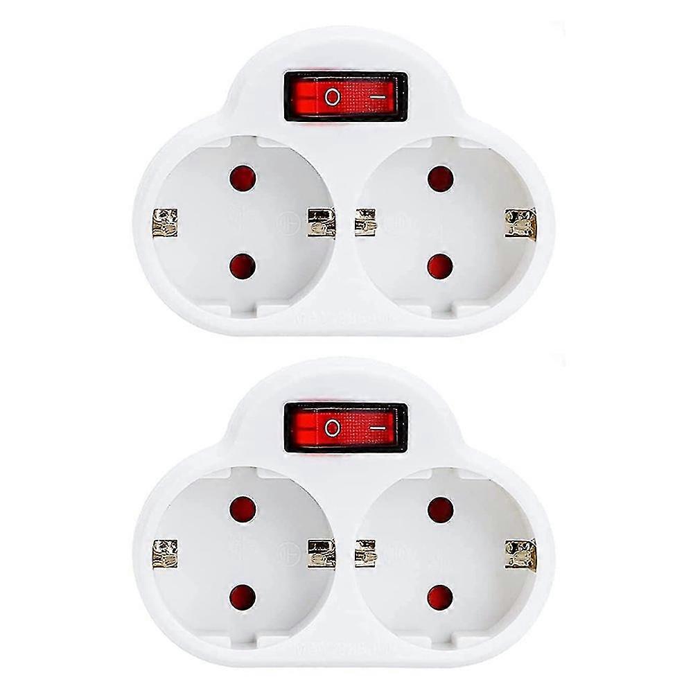 2 Stück Steckdosenadapter Mit Schalter, 250 V/16 A, 3680 W, Tragbare Steckdosen, Wandplattensteckdose Für Zuhause Und Büro