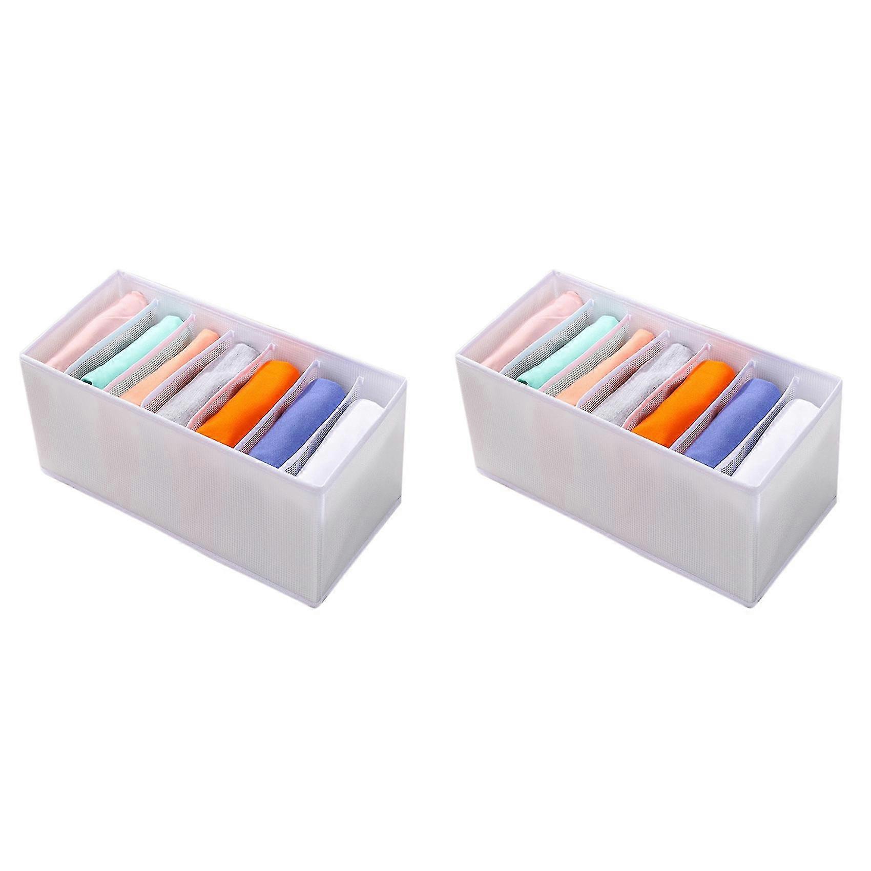 2 Stück Pp Kleiderschrank Kleidung Organizer Jeans 7 Gitter Fach Aufbewahrungsbox Faltbar Kleiderschrank Schublade S