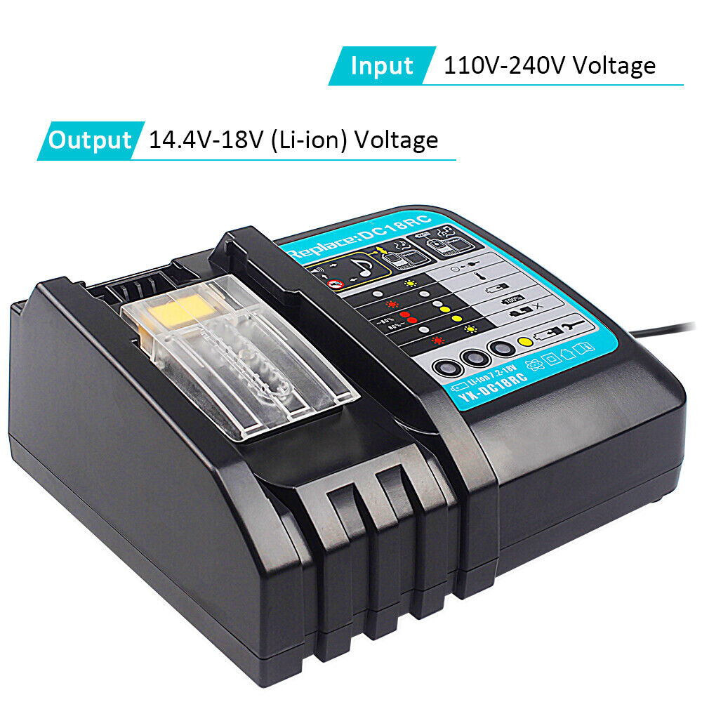 Ortviai – Schnellladegerät 3 A Mit Lcd-display – Ladestation 7,2 Bis 18 V, Ladestrom 3 A – Kompatibel Mit Makita-akkus Bl1830, Bl1840 Und Bl1850