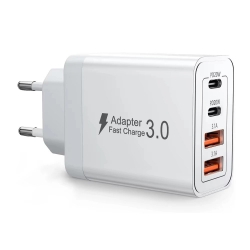 Ortviai – Usb-c-ladegerät 55 W Mit Pd 3.0 – Netzteil Mit 4 Anschlüssen, Typ-c-schnellladung, Eu-stecker – Kompatibel Mit Smartphone, Tablet, Kamera Und Konsole