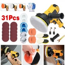 Ortviai – 31-teiliges Poliermaschinen-set, 700 W – Exzenter-polierer Mit 600 Bis 3700 U/min, 1,8 M Kabel – Kompatibel Mit Schwämmen, Wollpads Und Schleifpapier