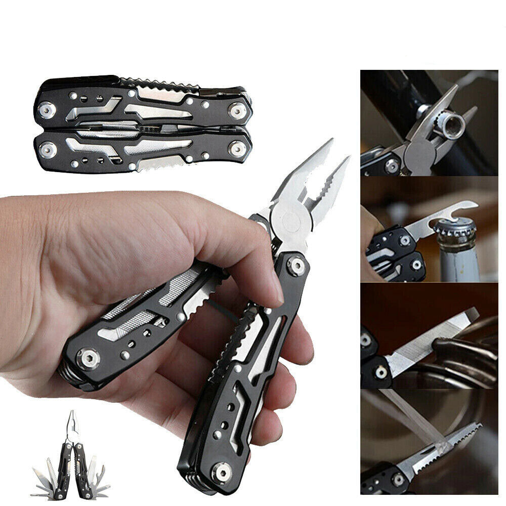 Ortviai – Multitool-zange Aus Edelstahl – Klappwerkzeug Mit Messer, Säge, Drahtschneider, Abisolierer, Flaschen- Und Dosenöffner – Kompatibel Mit Camping, Angeln Und Haushalt