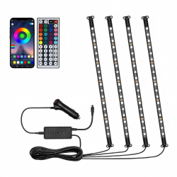 Ortviai – 4er-set Rgb-innenraumbeleuchtung Mit 72 Leds – Musik-sync Und Sprachsteuerung, App Und Ir-fernbedienung – Kompatibel Mit 12-v-bordnetz Von Pkw Und Suv