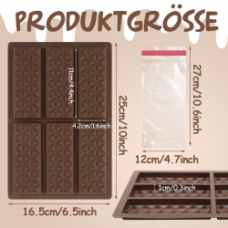Ortviai – 2er-set Silikon-schokoladenformen Mit 6 Fächern – Extra Tiefe Rautenform, 100 Beutel Inklusive – Kompatibel Mit Schokolade, Pralinen Und Desserts