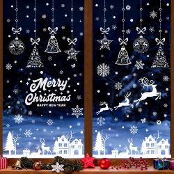Ortviai – 9 Bögen Weihnachts-fensterbilder, 195 Stück – Rentiere, Schneeflocken, Häuser Und Glocken, Wiederverwendbar – Kompatibel Mit Fenstern, Spiegeln Und Fliesen