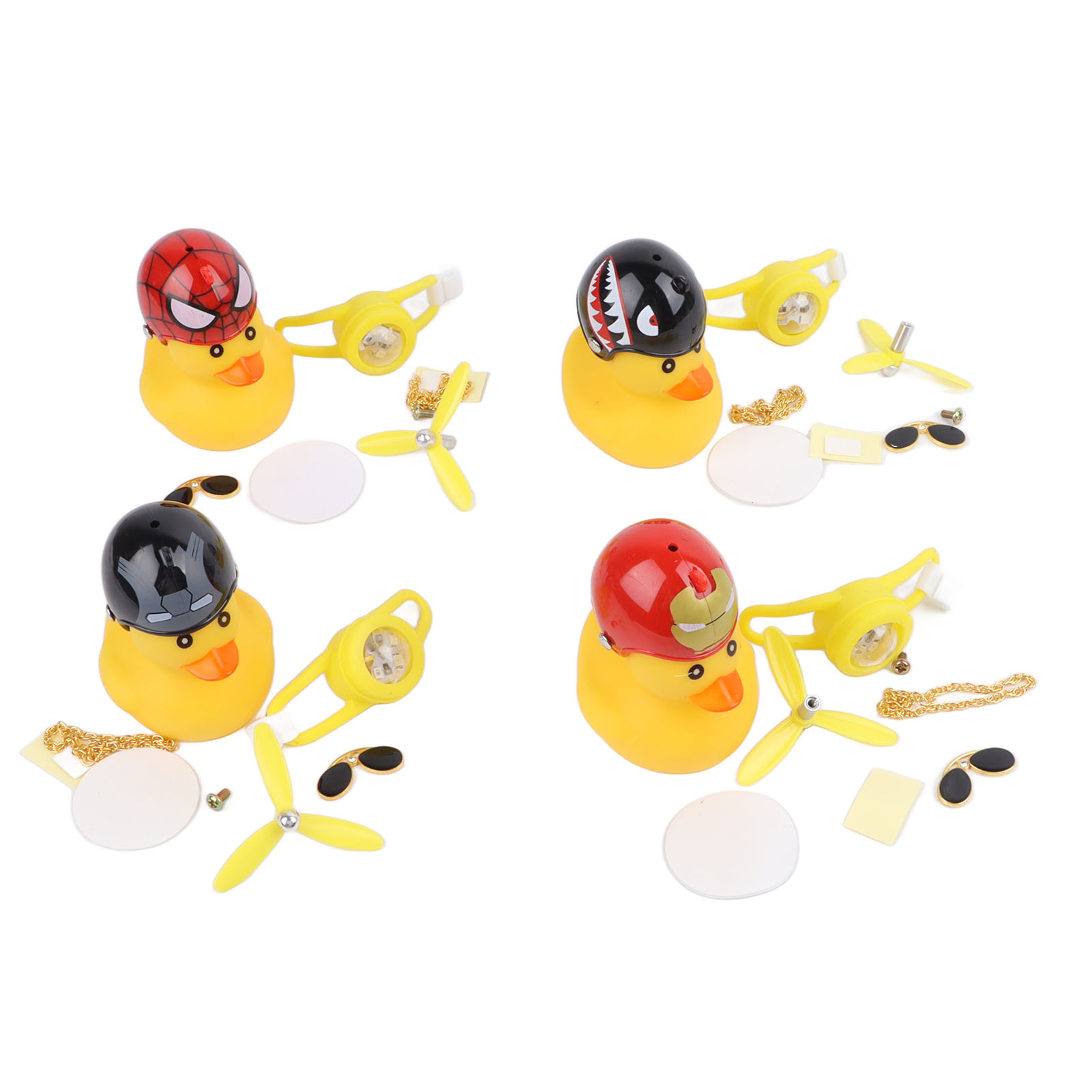 4er-set Gummienten-spielzeugauto-dekorationen, Gelbe Enten-quetschspielzeuge Mit Propellerhelm, Armaturenbrettdekoration