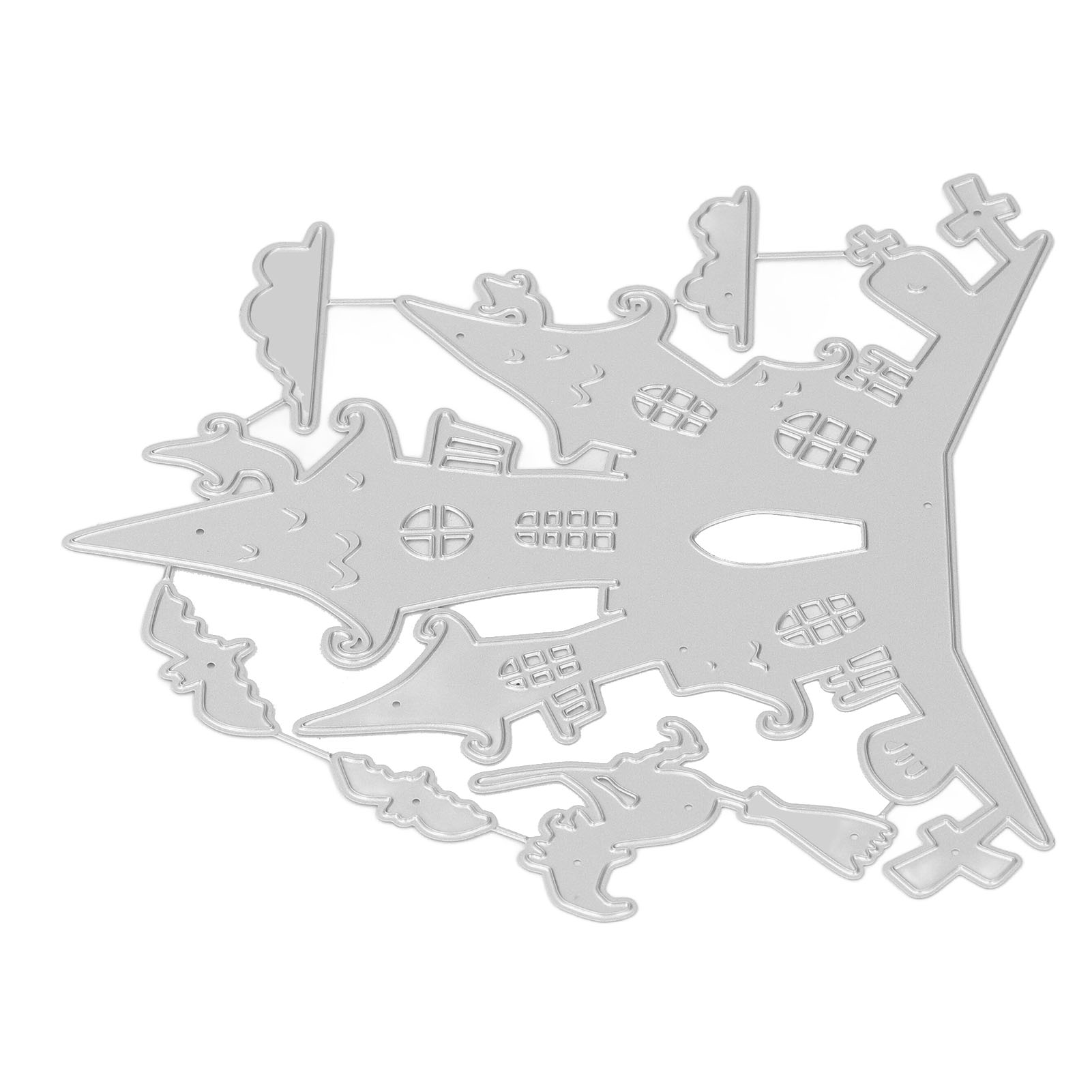 Halloween-stanzformen Aus Metall, Burg- Und Fledermausmotiv, Prägeschablone Für Kartenherstellung