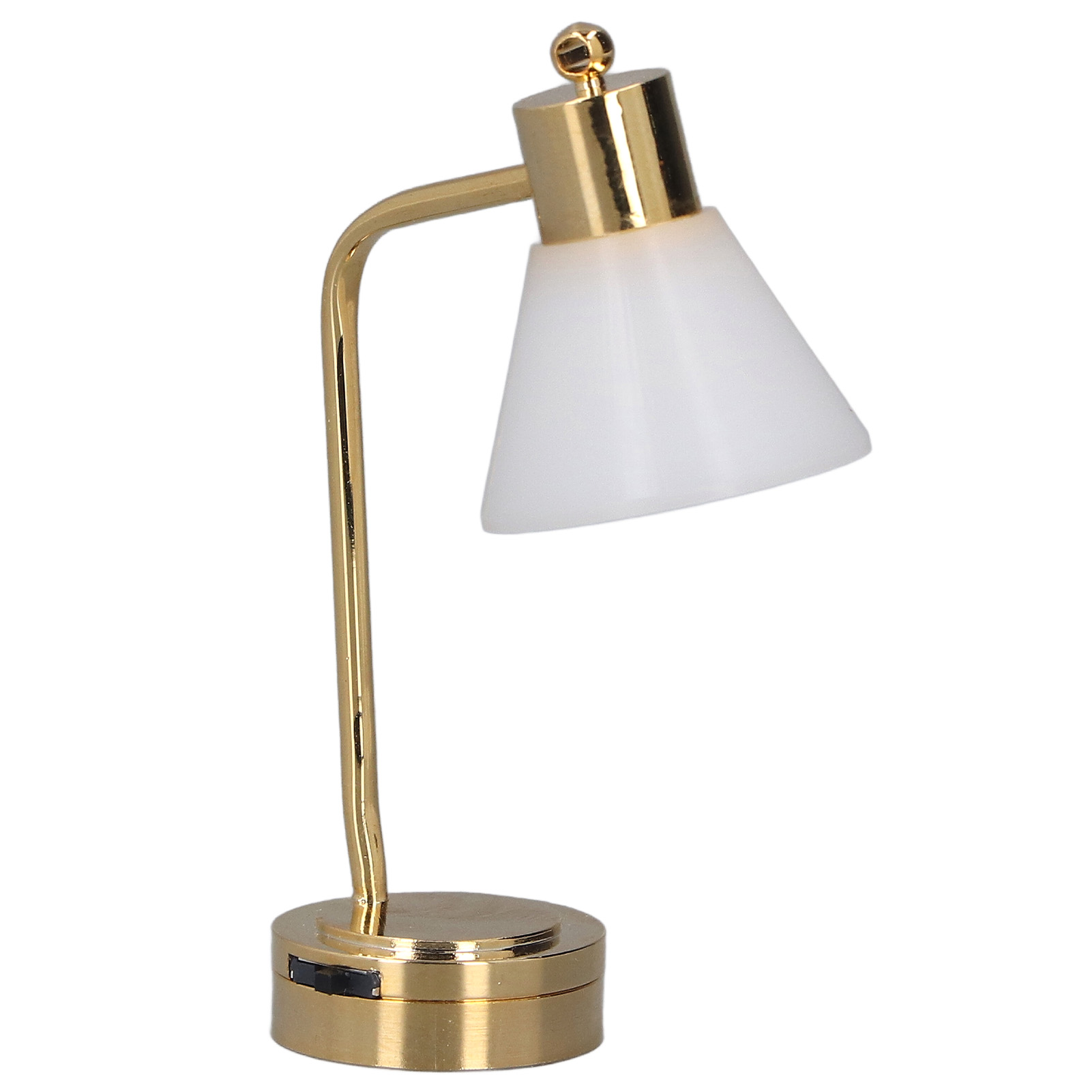 Puppenhaus-tischlampe Im Maßstab 1:12, Led-mikro-metall-miniatur-tischleuchte, Goldweiß