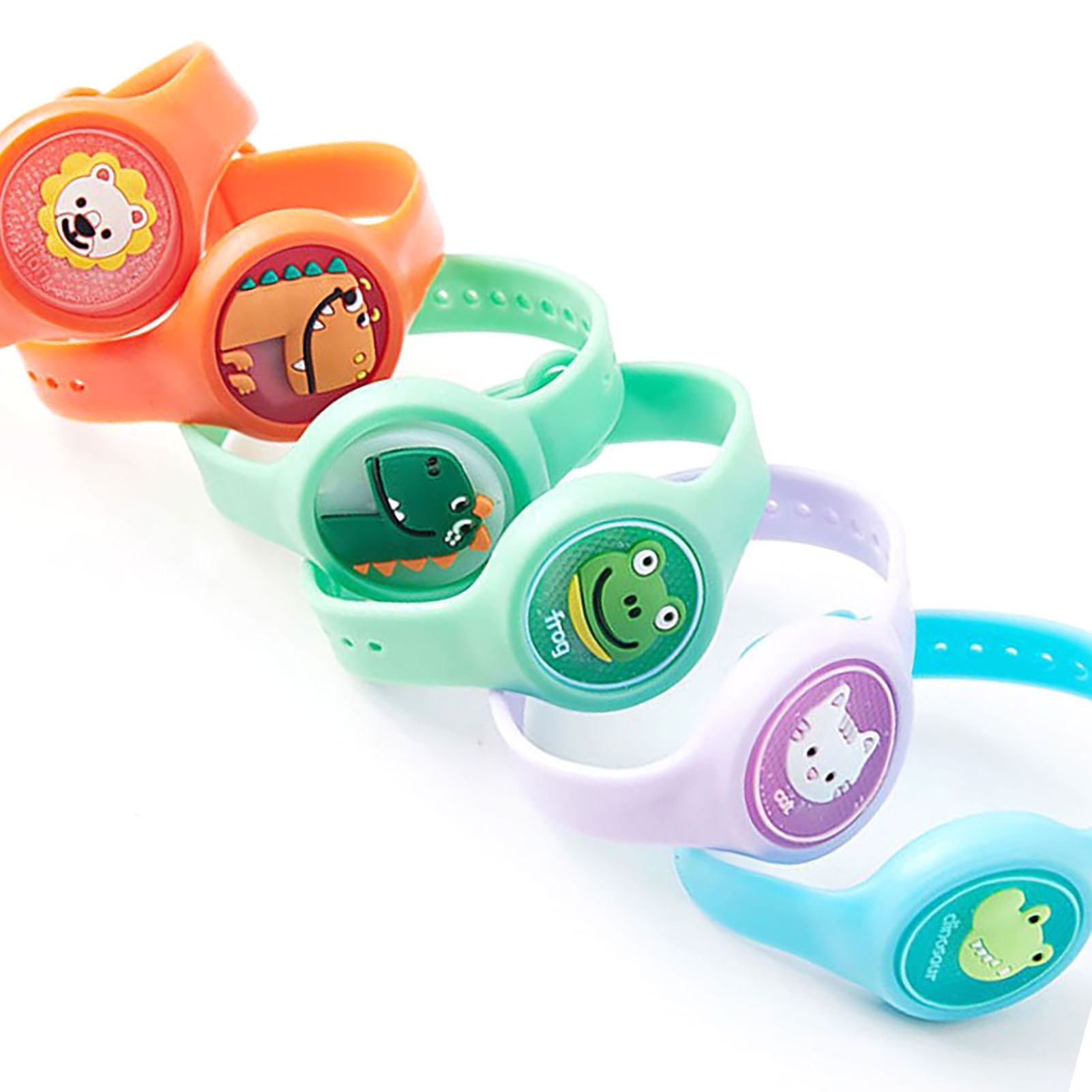 8er-pack Kinder-abwehrarmbänder In Uhrenform Mit Leuchteffekt Und Tiermuster