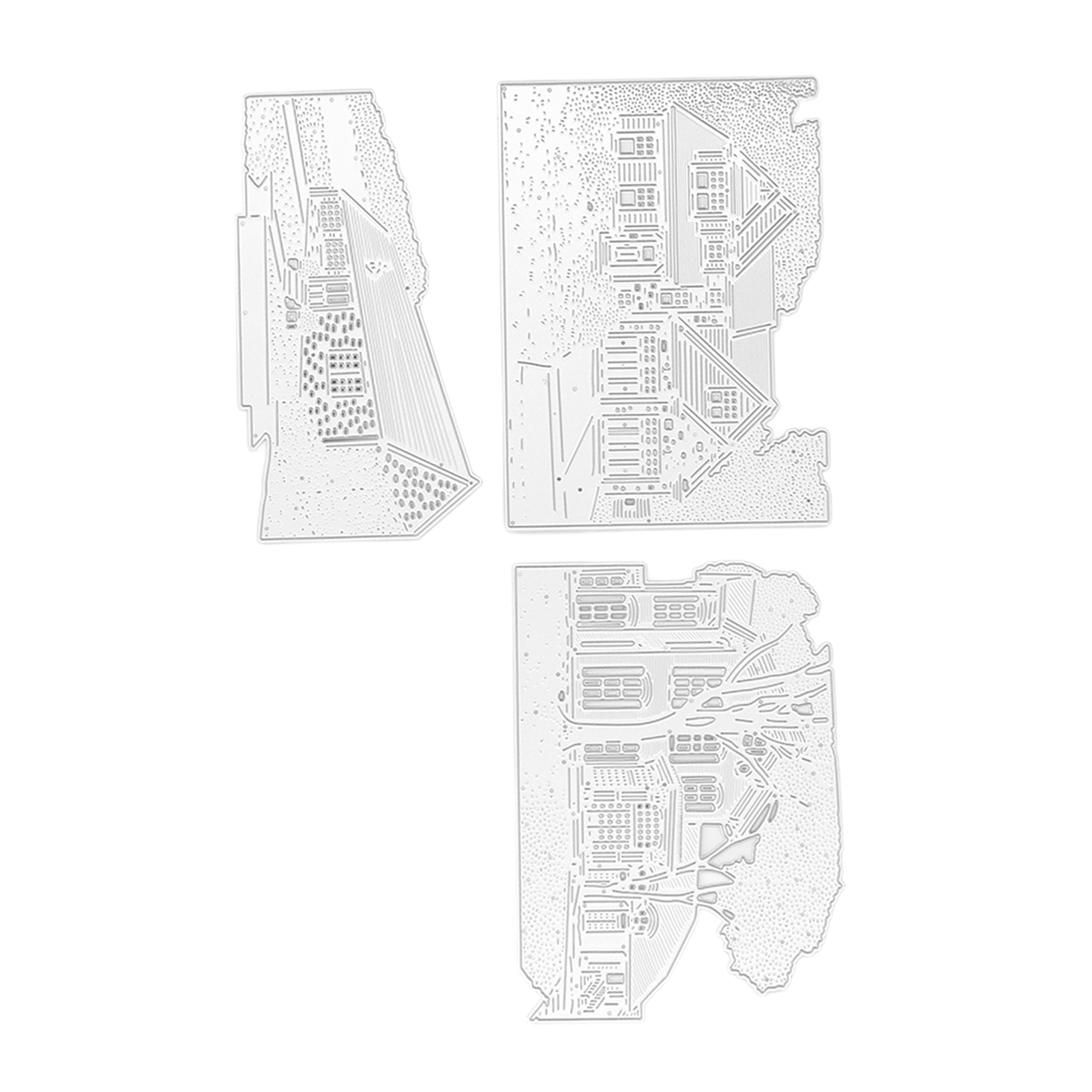 3-teiliges Set Metall-stanzformen, Architektur-hintergrund, 3d-effekte, Diy-metallprägeschablone, Papierkunst-bastelvorlage Für Kartenherstellung