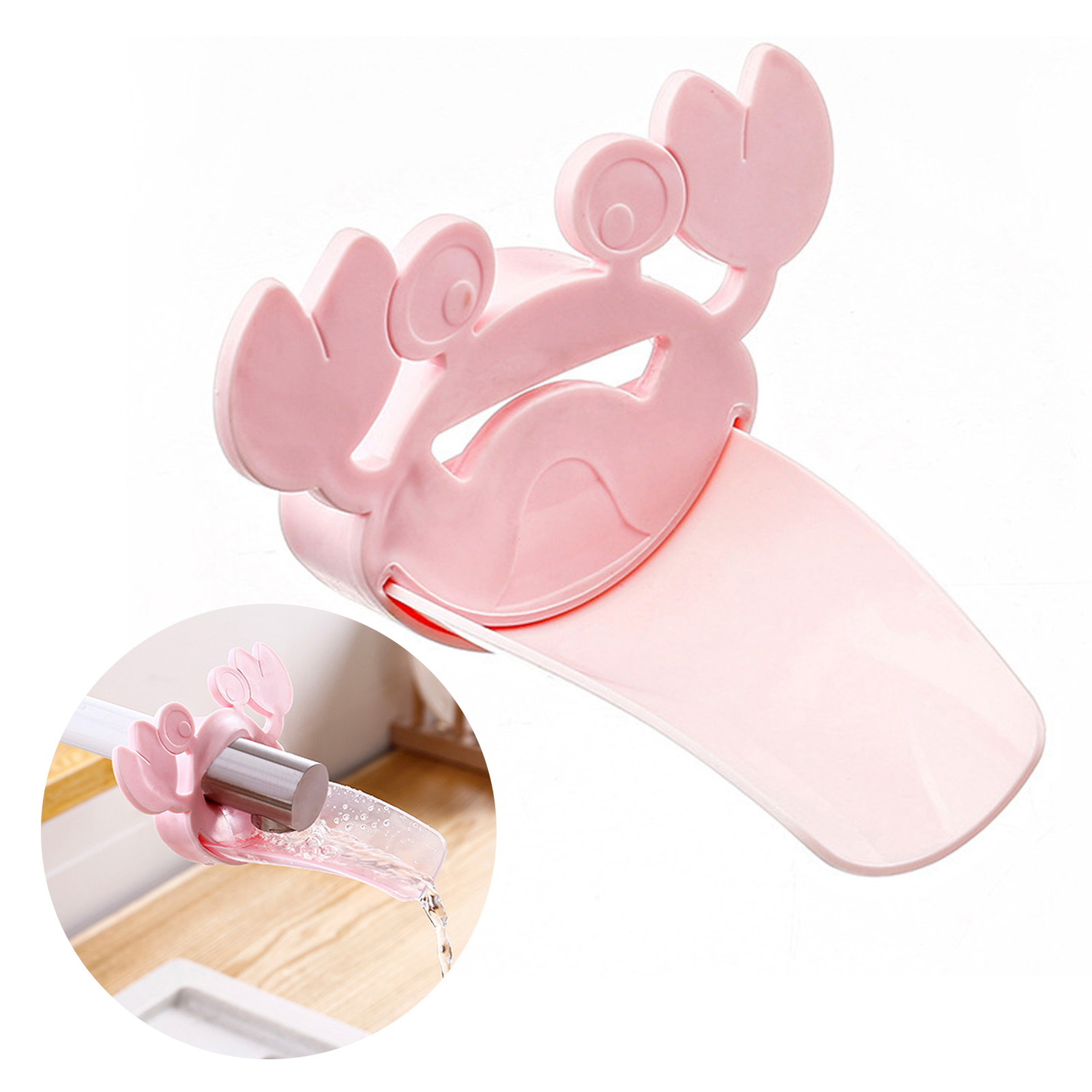 Kinder-handwaschbecken-wasserhahnverlängerung, Cartoon-krabbenform, Verlängerungsauslauf-zubehör, Rosa
