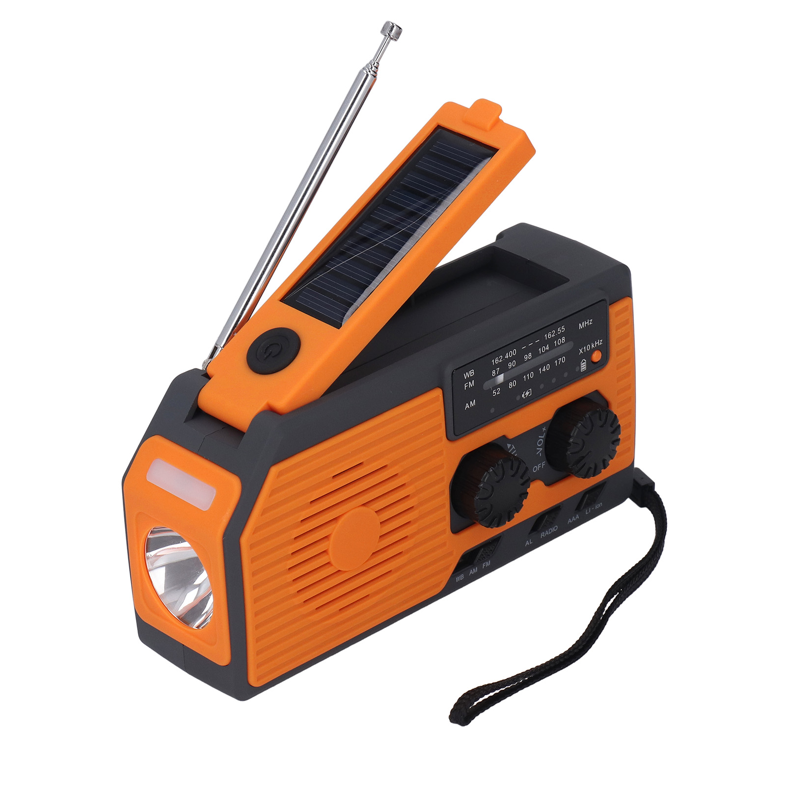 Solarbetriebenes Handradio Mit Notladegerät, Led-taschenlampe, Ipx3 Wasserdicht, Mit Handkurbel, 5000-mah-akku, Orange, Us-version