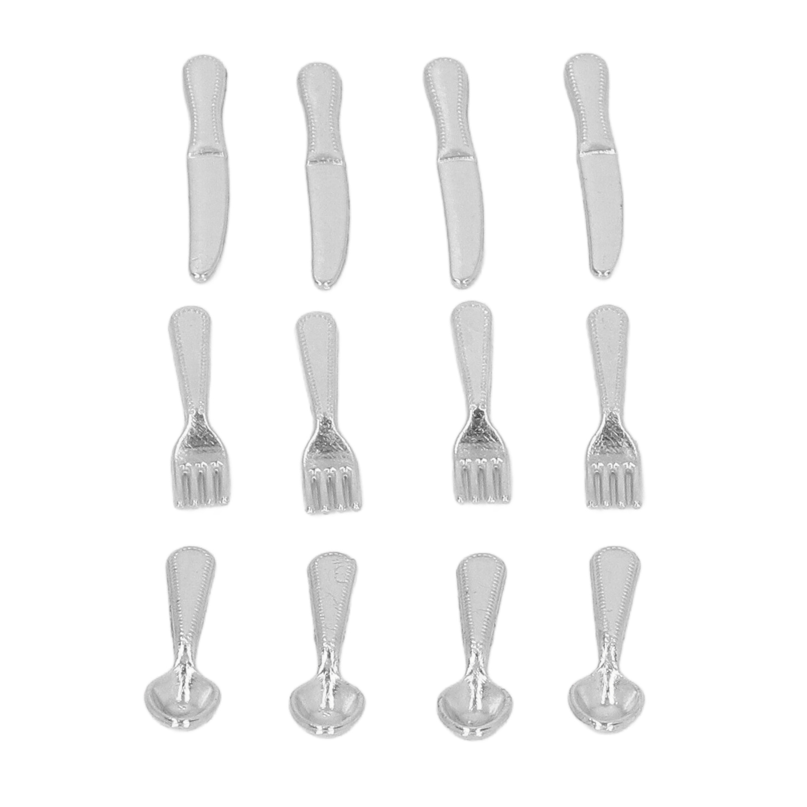 5er-pack Miniaturmesser, -gabeln Und -löffel (maßstab 1:12) – Miniatur-servierbesteck-set Für Puppenhausküchen, Silberfarben