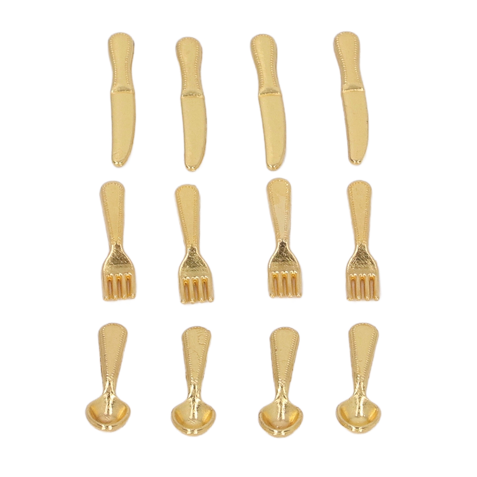 5er-pack Miniaturmesser, -gabeln Und -löffel (maßstab 1:12) – Miniatur-servierbesteck-set Für Puppenhausküchen, Gold