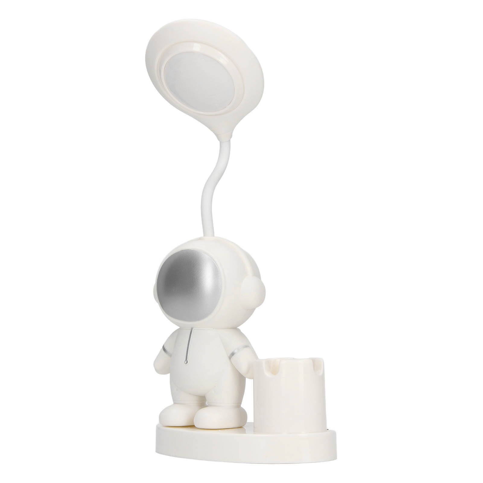 Kleine, Wiederaufladbare Schreibtischlampe In Astronautenform Mit Stifthalter Und Anspitzer Für Studentenwohnheim/schlafzimmer, Weiß
