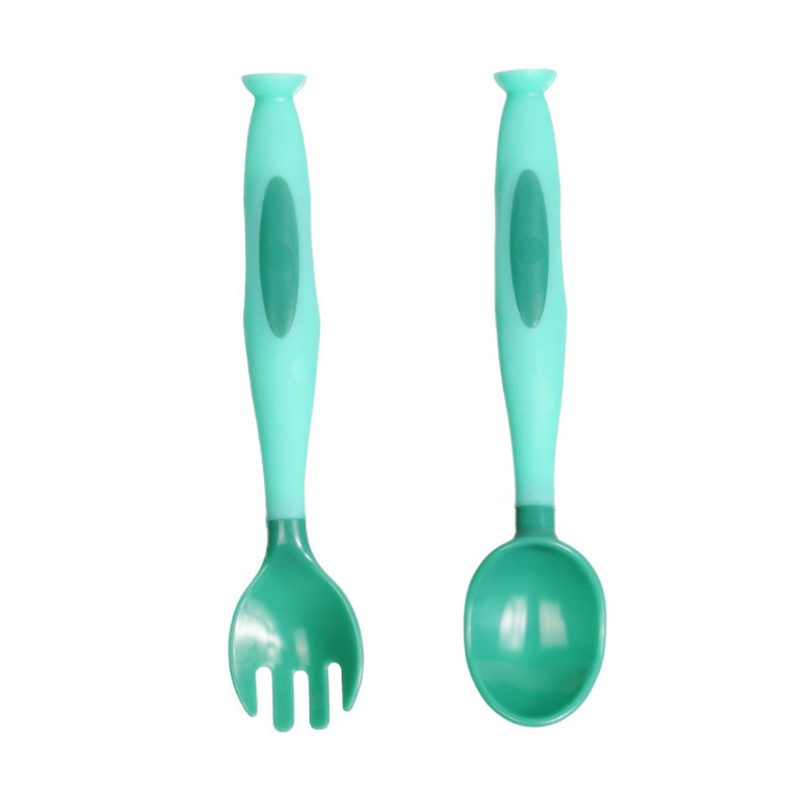 Baby-gabel-löffel-set Mit Kurzen Griffen, Weiches Pp-besteck Für Kleinkinder, Grün