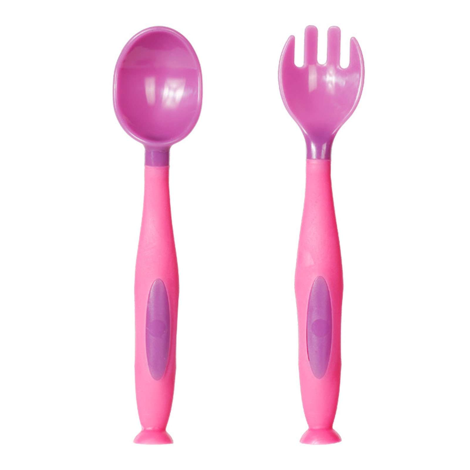 Baby-gabel-löffel-set Mit Kurzen Griffen, Weiches Pp-besteck Für Kleinkinder, Lila