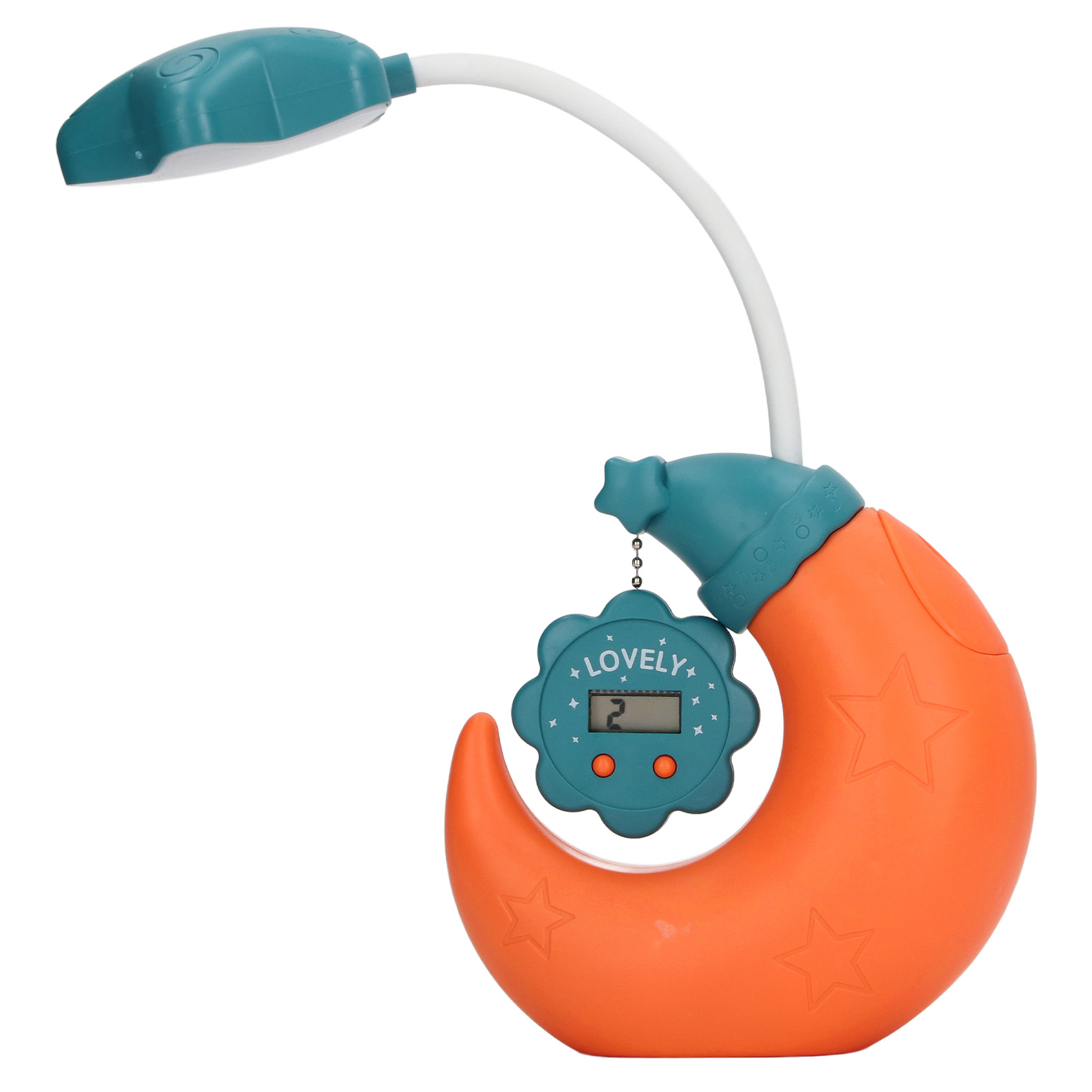 Stifthalter-schreibtischlampe Mit Usb-ladefunktion, Augenschutz, Led-tischleuchte Mit Spiegel Und Elektronischer Uhr Für Kinder, Orange