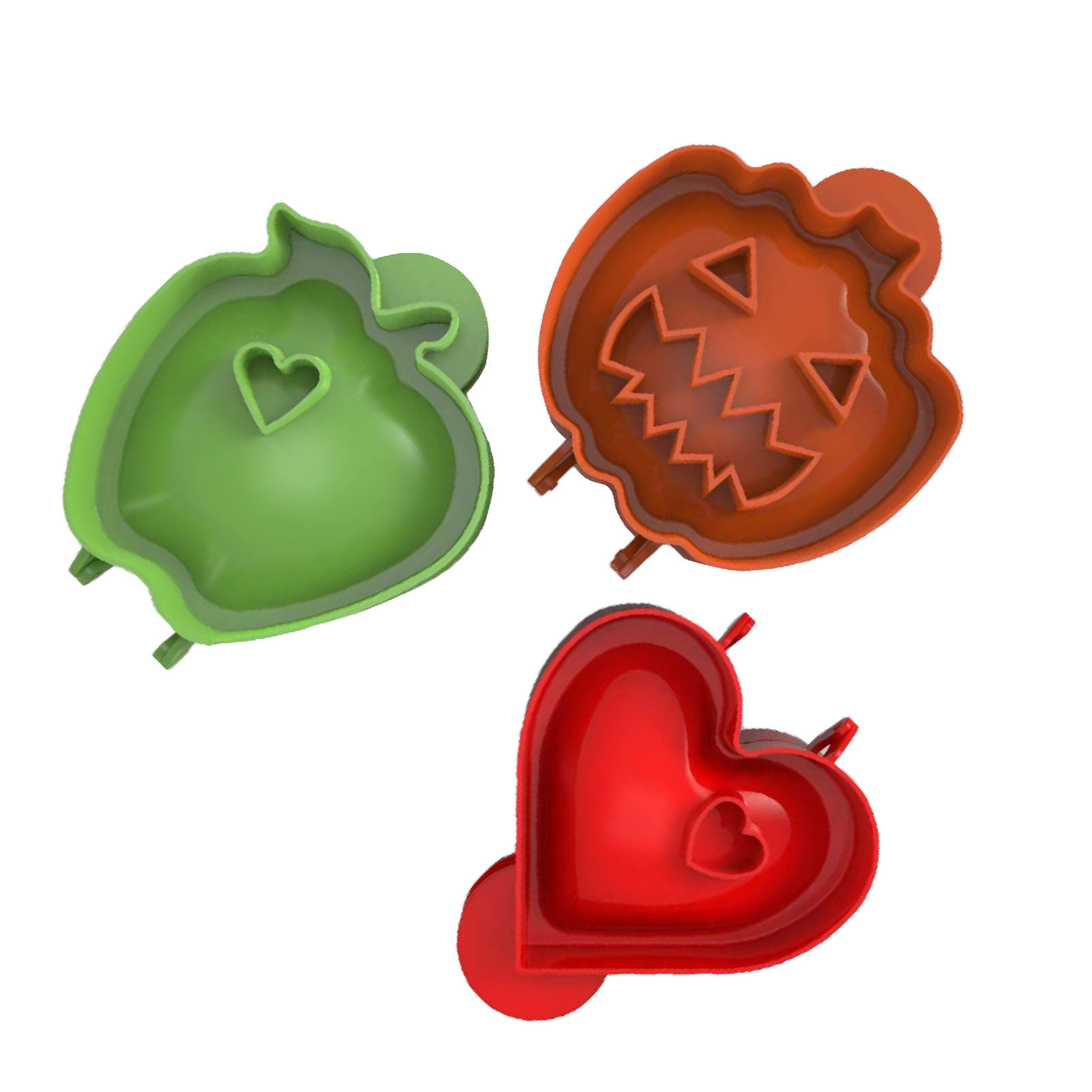 3-teilige Mini-handkuchenform Für Halloween-backen, Kürbis-, Herz- Und Apfelform