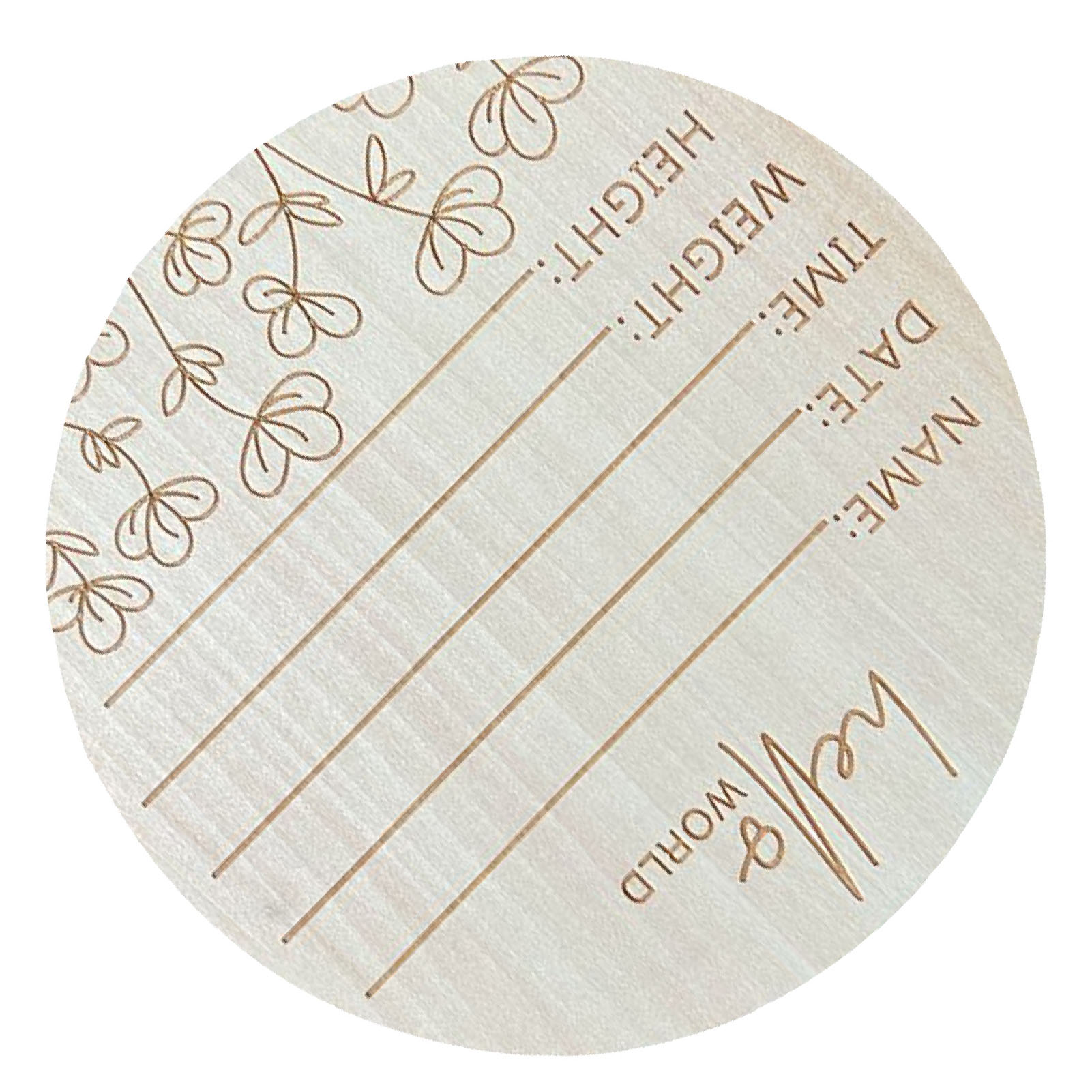 Rundes 5,9-zoll-babyankündigungs-foto-requisit-schild Aus Lindenholz „hallo Welt“ Babyschild Für Kinderzimmer L4
