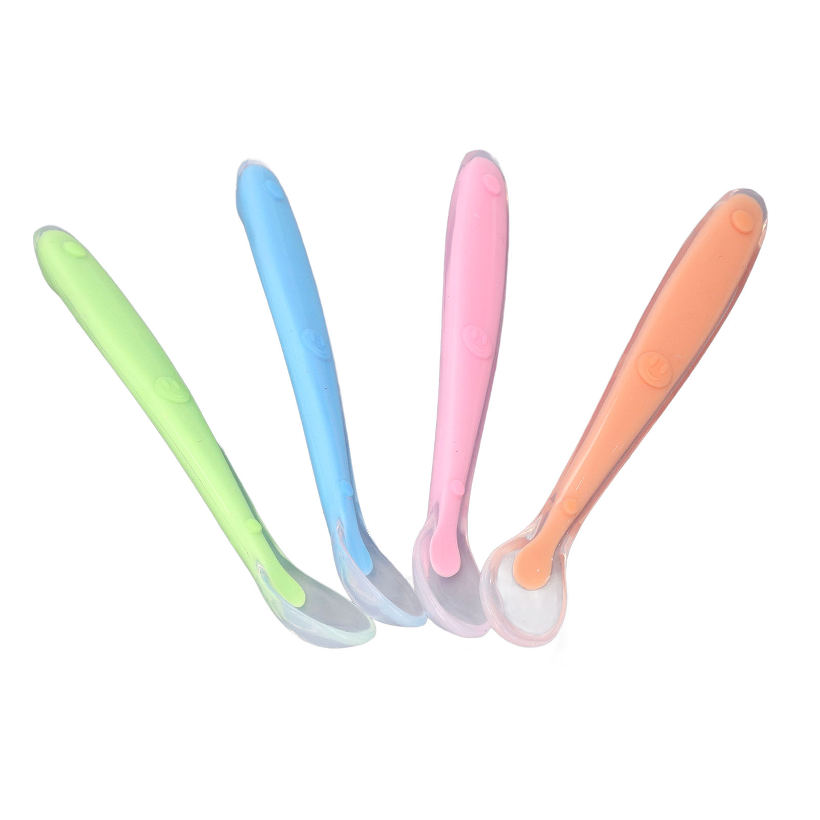 4er-set Baby-silikonlöffel, Weich, Abwaschbar, Ergonomischer Griff, Ölbeständig, Fütterungslöffel Für Kinder Und Kleinkinder