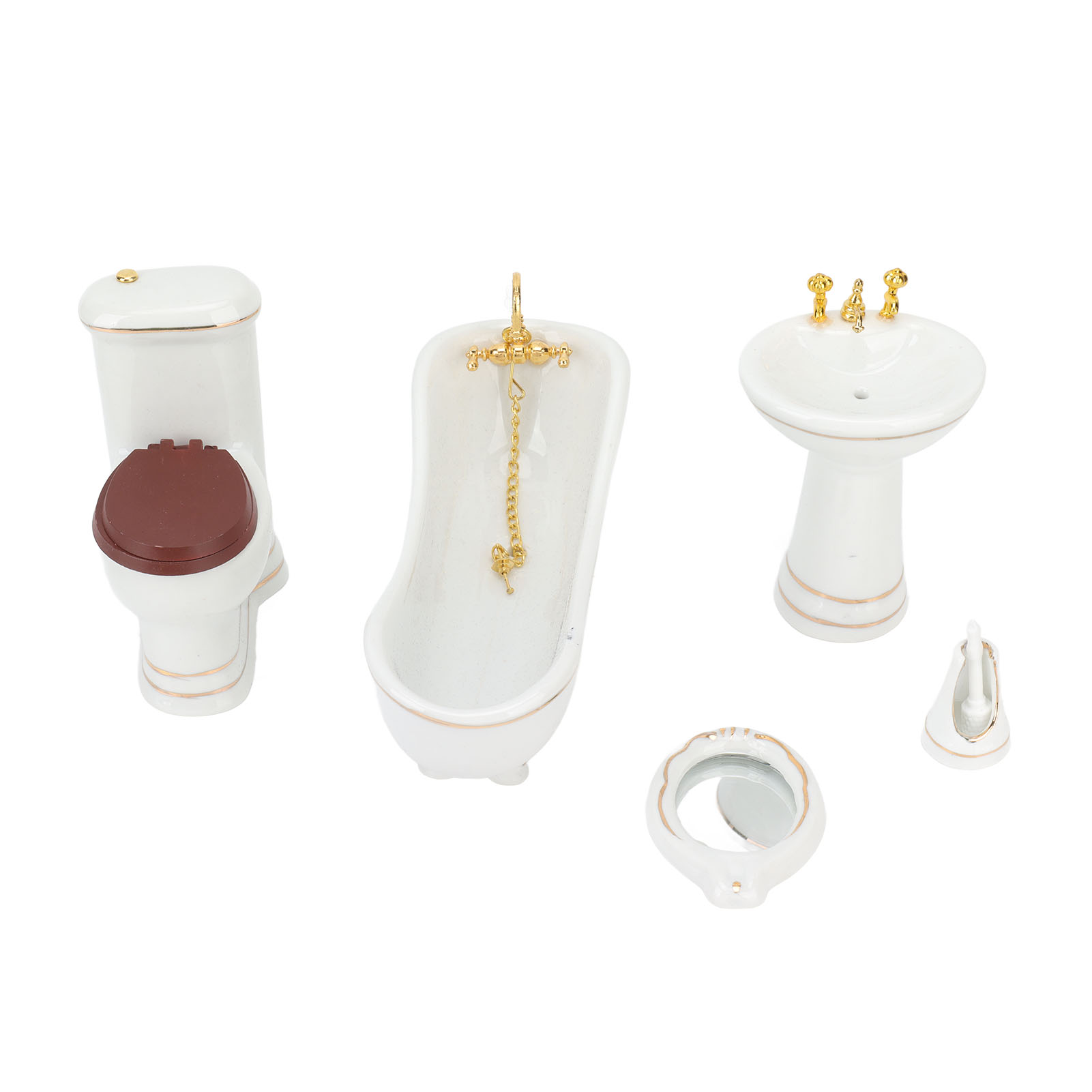 5-teiliges Badezimmer-set Für Puppenhäuser Im Maßstab 1:12 – Niedliche Und Wunderschöne Porzellan-miniaturmöbel Für Puppenhäuser – Puppenhauszubehör
