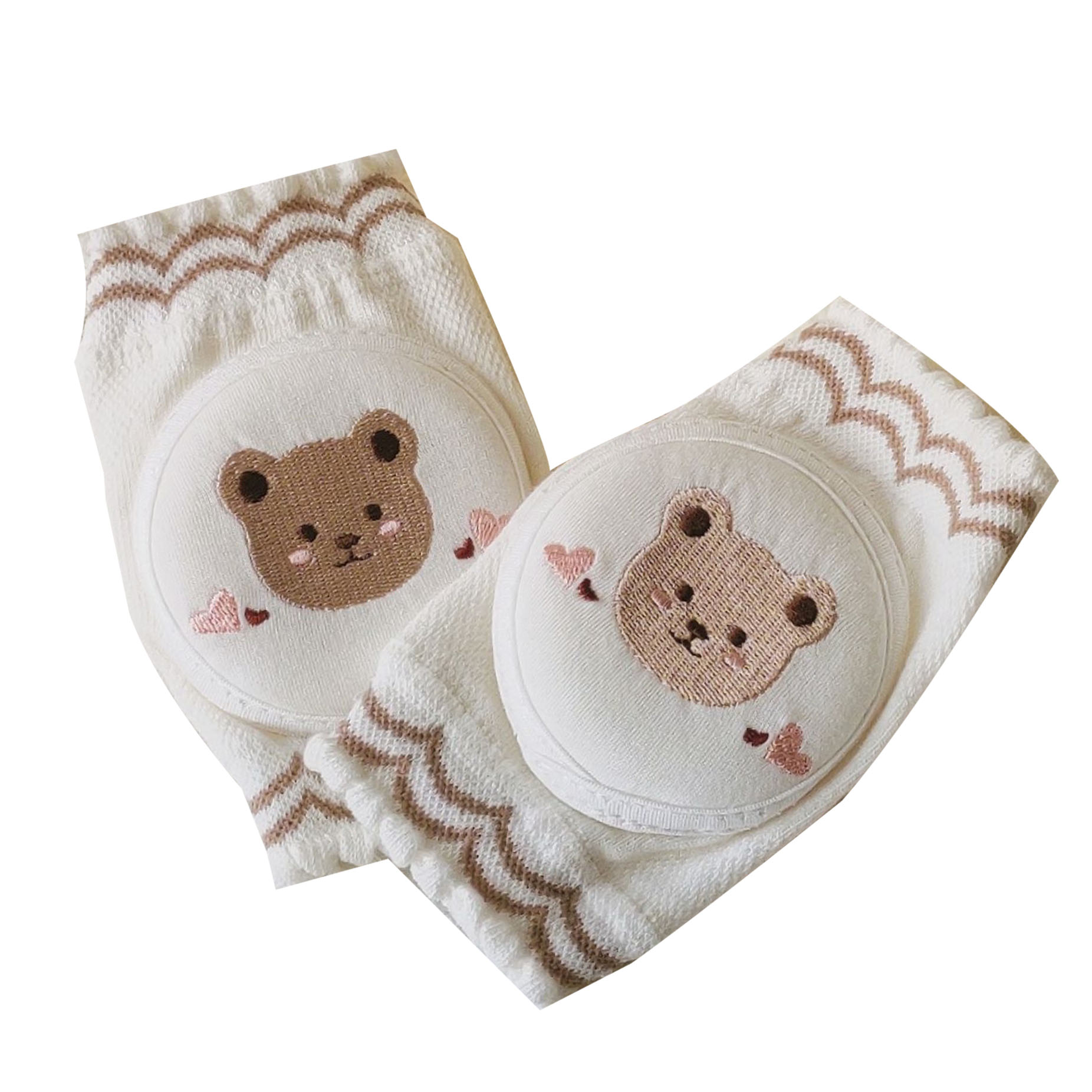 Baby-knieschoner Aus Reiner Baumwolle, Weich, Bequem, Dünn, Elastisch, Verstellbar, Rutschfest, Krabbelhilfe Für Babys, Bärenmotiv