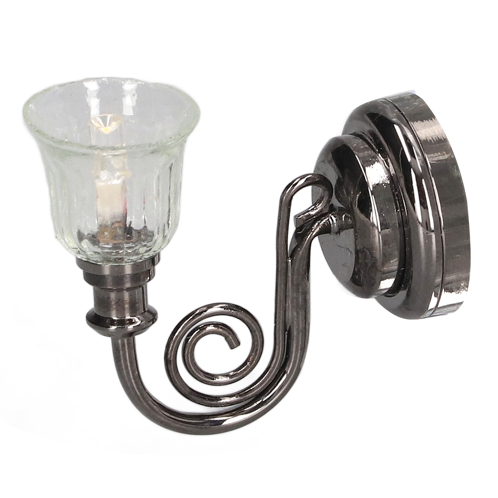 1:12 Puppenhaus-wandleuchte, Led-warmlicht, Vintage-look, Miniatur-wandleuchte Aus Metall, Inklusive Batterie