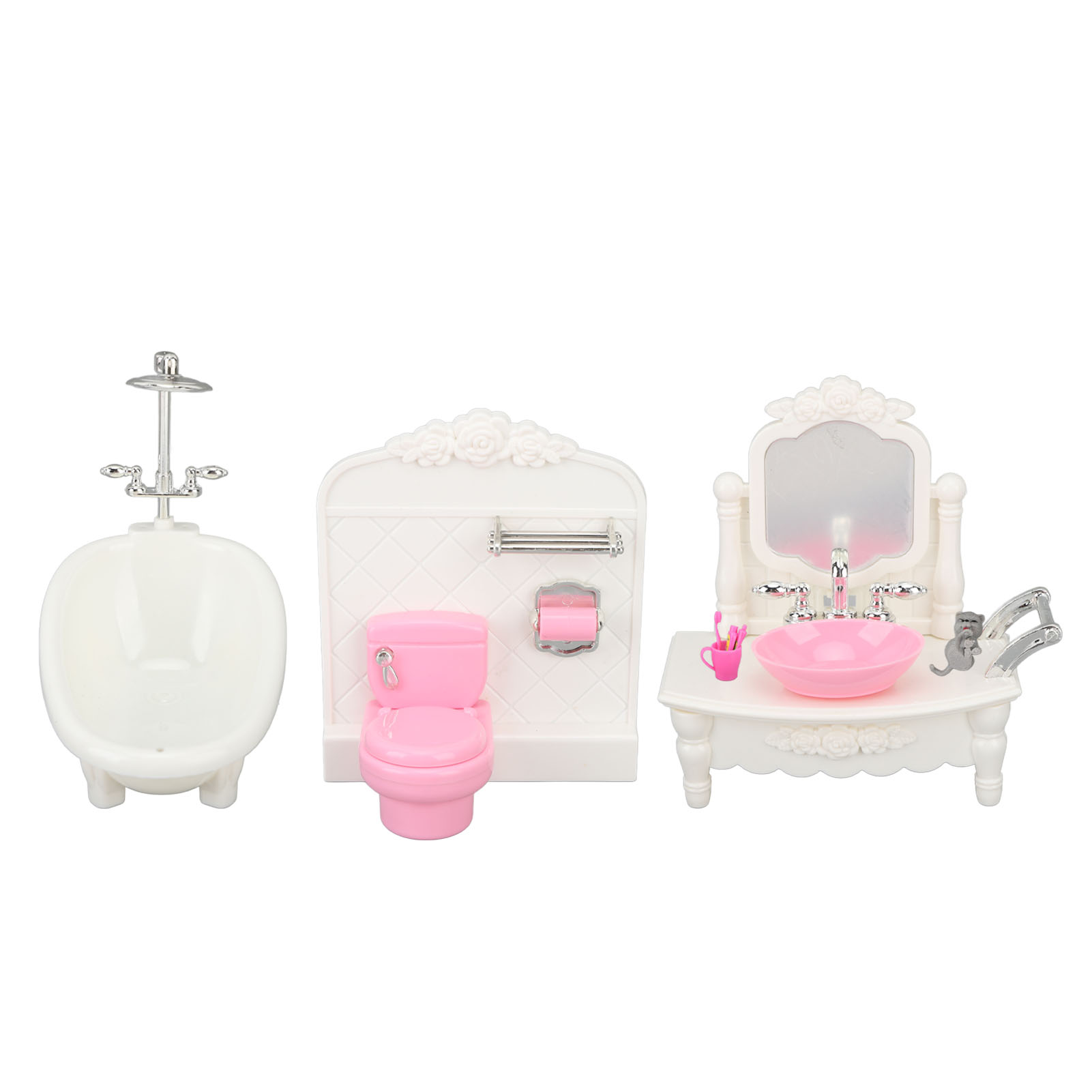 Puppenhaus-badezimmer-set Mit Badewanne, Toilette Und Waschtisch – Puppenhaus-waschraummöbel-set Für Puppenhäuser Im Maßstab 1:12