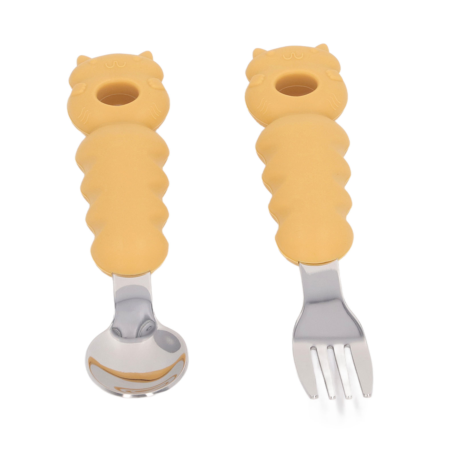 Mehrzweck-gabel-löffel-set Für Kleinkinder In Cartoon-form, Spülmaschinenfest, Mit Komfortablem Griff, Aus Edelstahl 316, Ingwer