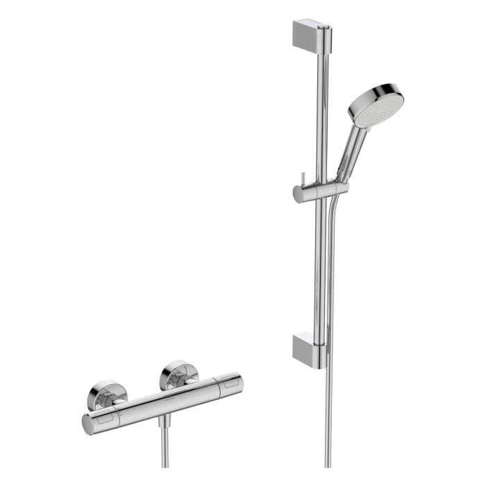 Ideal Standard Ceratherm T25 N Duscharmatur Paket, Handbrause Rund, Wassersparend
