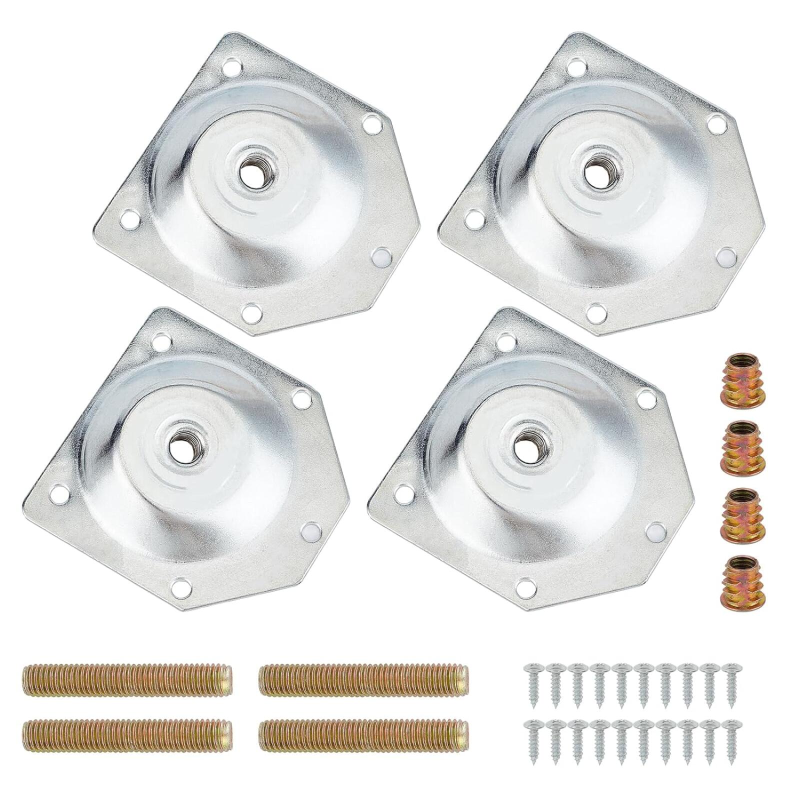 Abgewinkelte Befestigungsplatte Für Möbelbeine, Mit Hakenbolzen Und Schrauben, Geeignet Für Sofas Und Stühle, 4er-set.