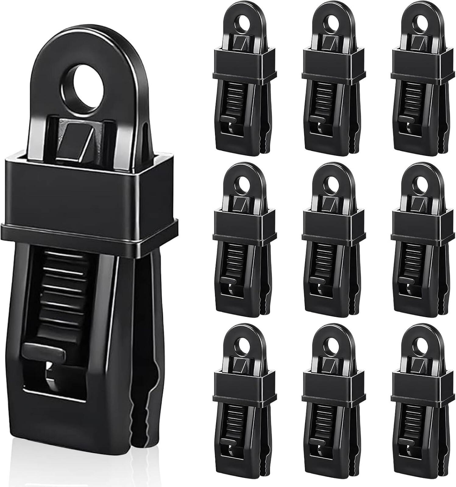 Zeltbefestigungsclips, Verdunkelungsclips Mit Rutschfesten Haken, Schwarz, 10er-packung