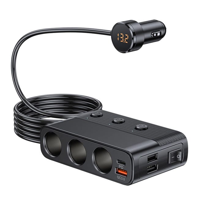 Zigarettenanzünderadapter, 12v/24v-steckdose Mit Separatem Schalter Und Led-voltmeter, Ladegerät