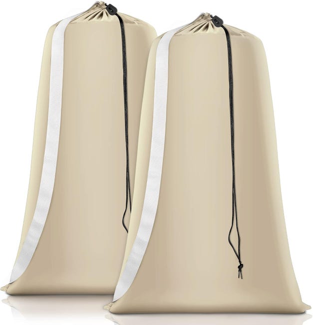 Wäschesäcke Mit Schultergurt, Reise-wäschesäcke, Kordelzugverschluss, Großes Fassungsvermögen, 2 Stück, Beige.