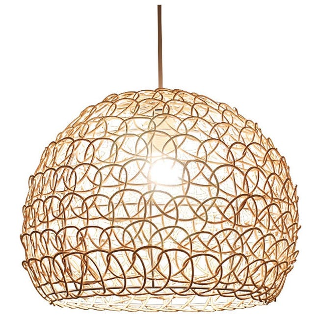 Vintage Bambus-pendelleuchte – Handgeflochtene Rattan-pendelleuchte Im Rustikalen Stil, 36 Cm Durchmesser, 30 Cm Höhe, Dreifarbiges Licht.