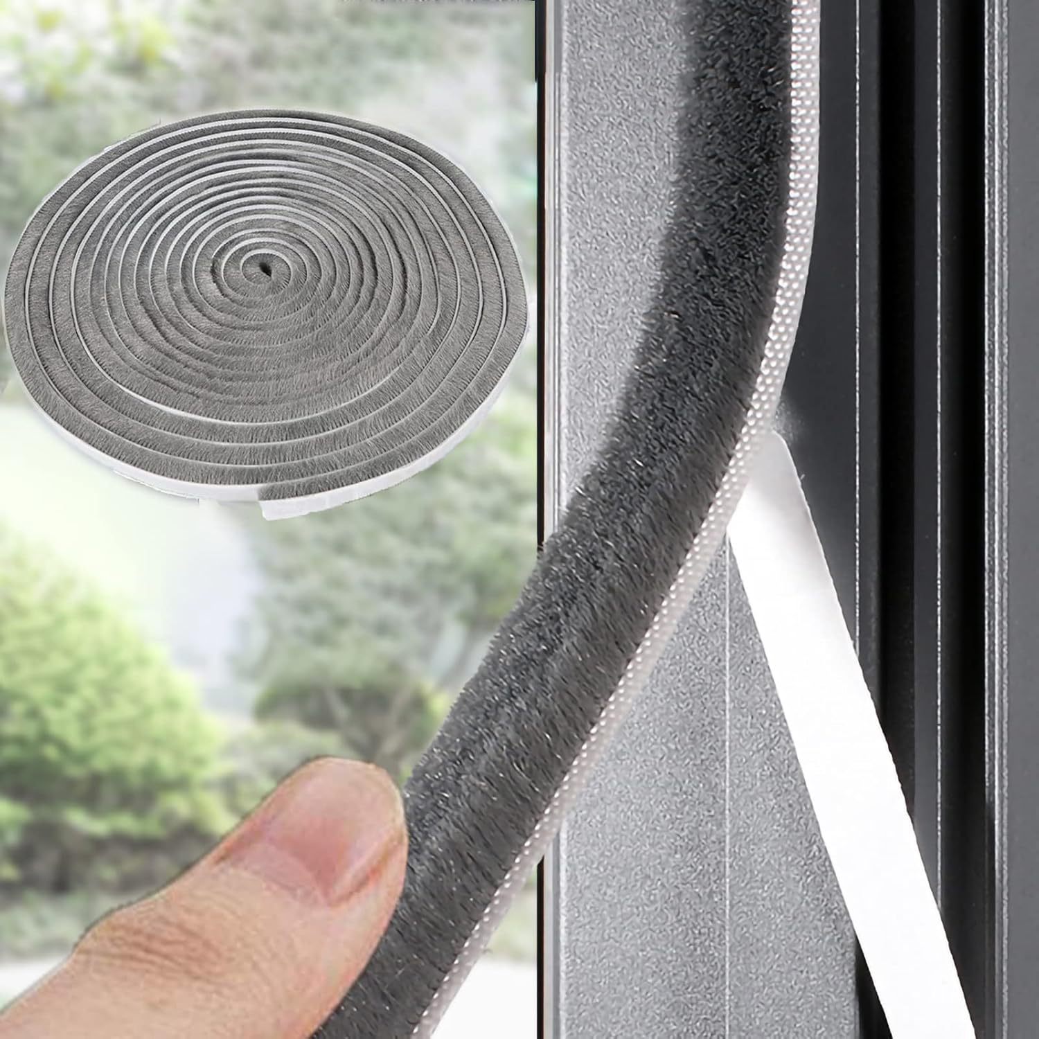 Dichtungsstreifen Für Schiebetüren Und -fenster, Selbstklebende Dichtungsstreifen (923 Mm, 10 M Lang, Grau).